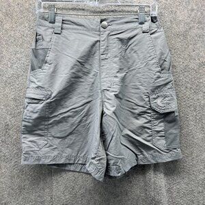 Reel Legends Shorts Mens Small Gray Nylon Cargo Fishing Elastic Waist Pockets